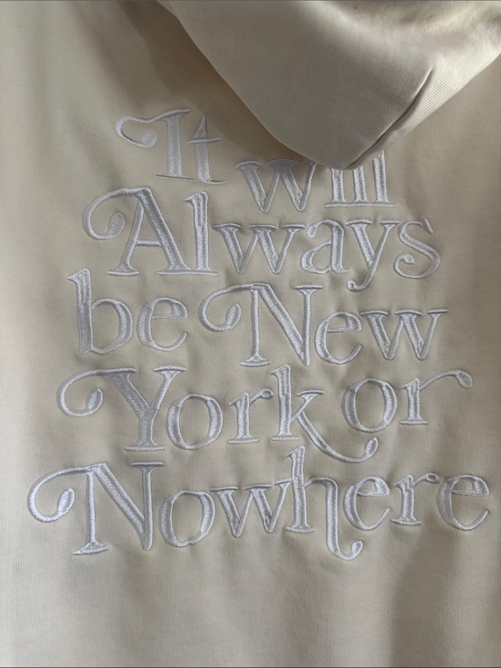 New York or Nowhere Cream Always Zip Hoodie Sweatshirt - Men